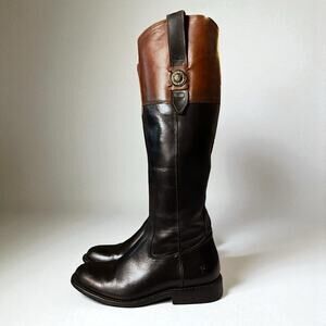Frye Jayden Boots Womens Black Brown Leather Button StrapTall Size 6